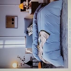 Janlive gray/blue washed 100% cotton Full Duvet cover set 2 shams zip Full New…
